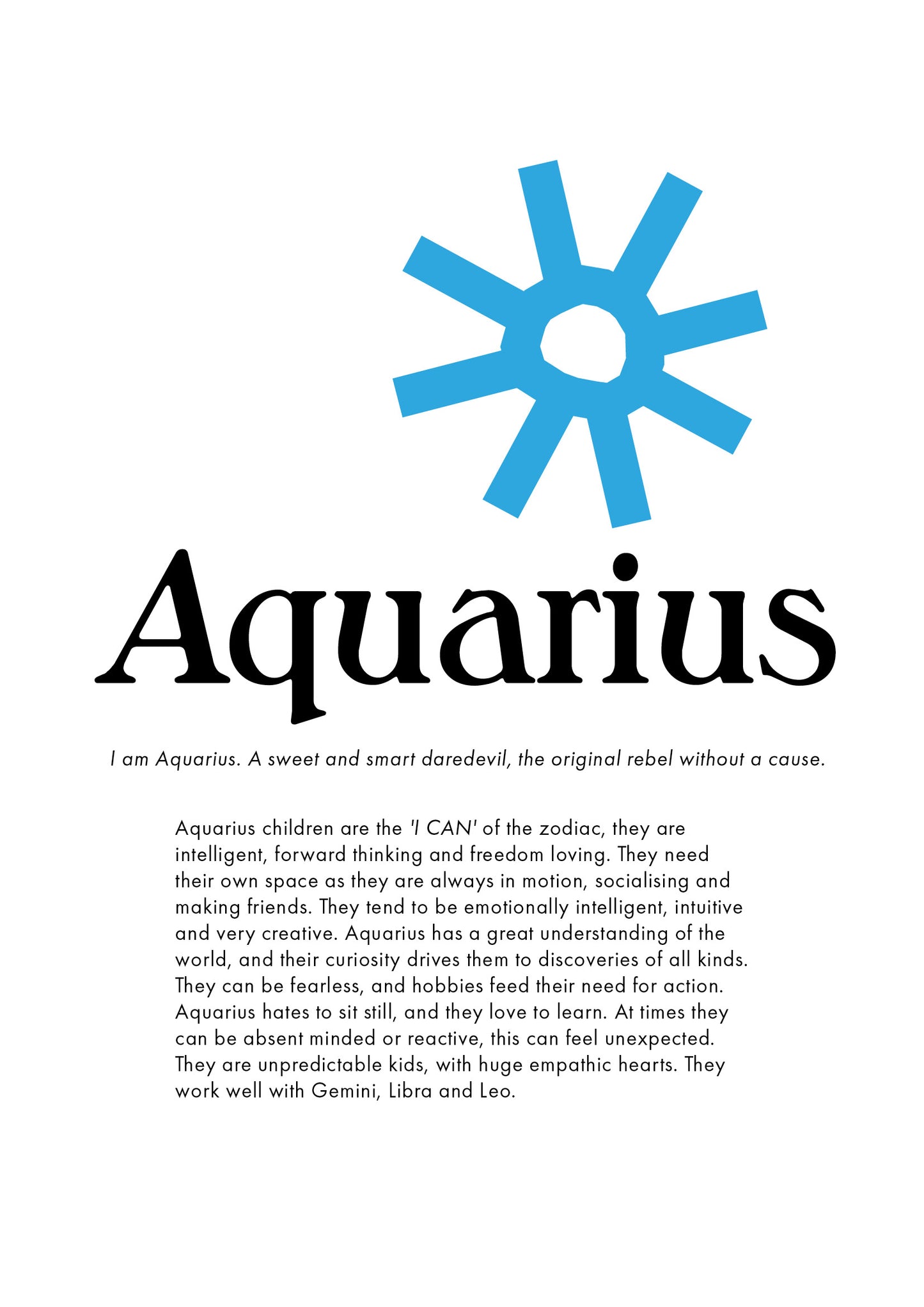 La Terre Press | Children's Zodiac Sign - Aquarius