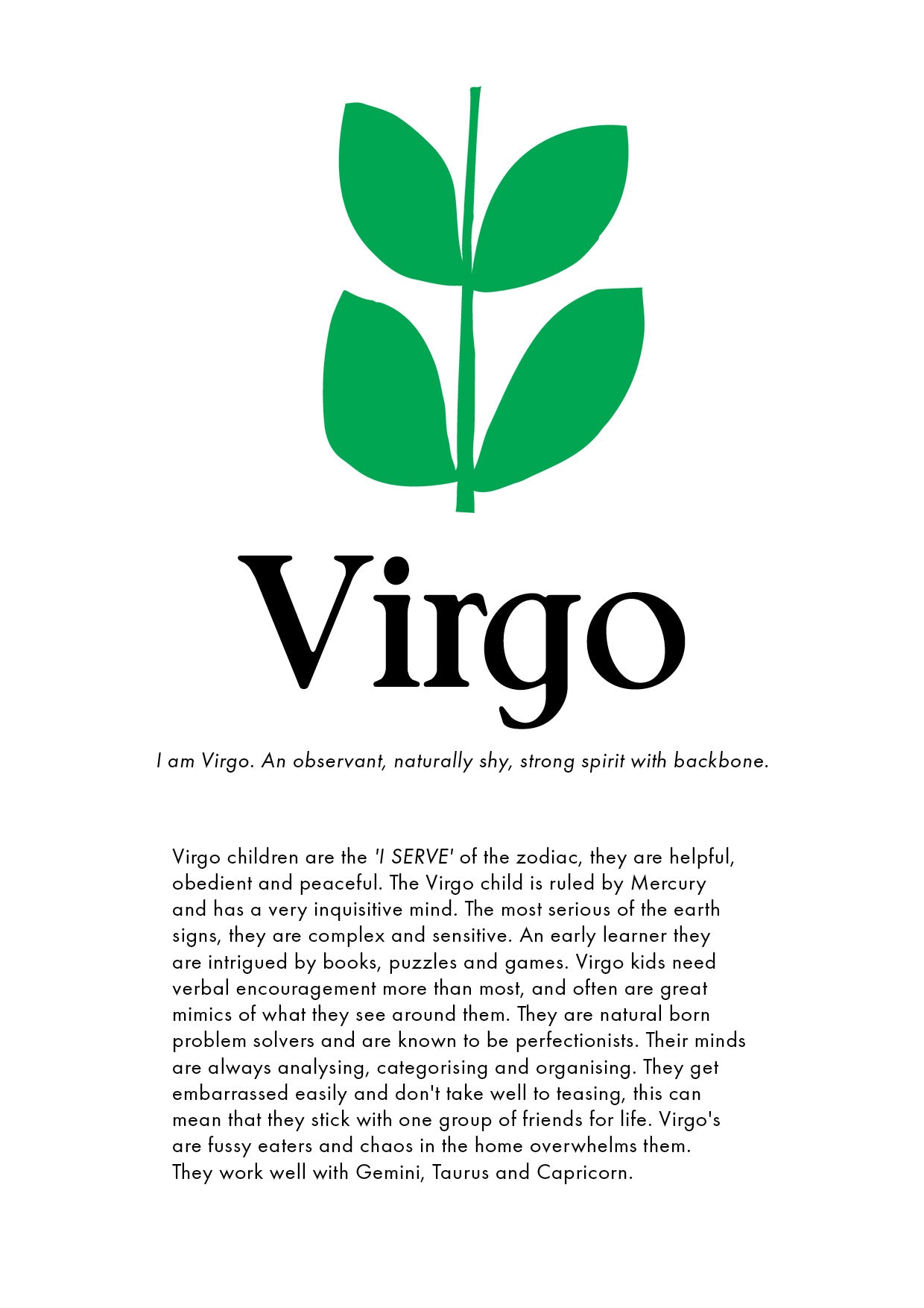 La Terre Press | Children's Zodiac Sign - Virgo